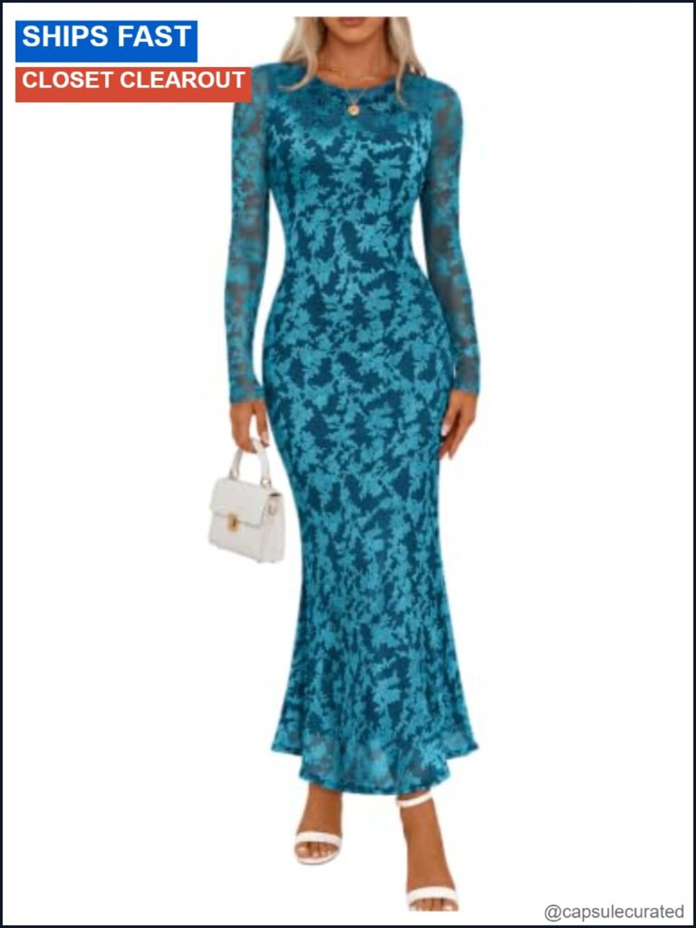 Floral Velvet Long Sleeve Maxi Dress Wedding Guest Cocktail